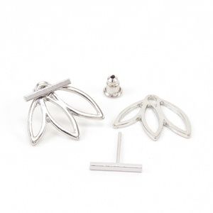 Lotus Ear Jacket Earrings Silver Small Flower